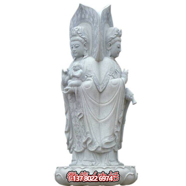 汉白玉雕刻观音佛像摆件