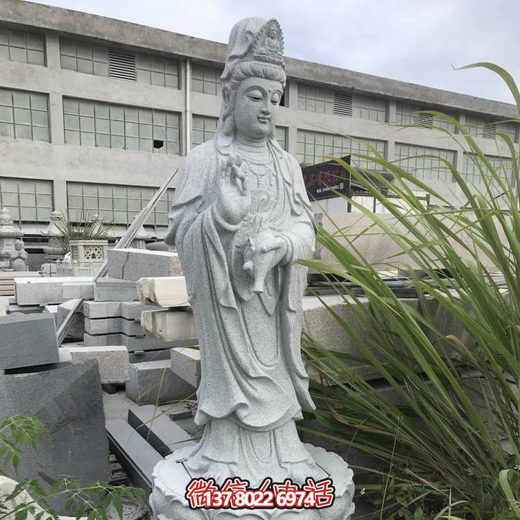 精美大理石观音滴水石雕雕塑摆件