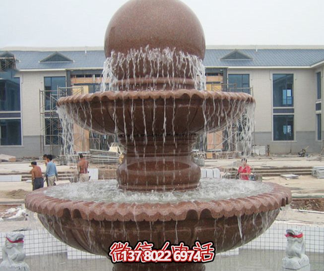 企业形象展示——多层风水球喷泉石雕红晚霞