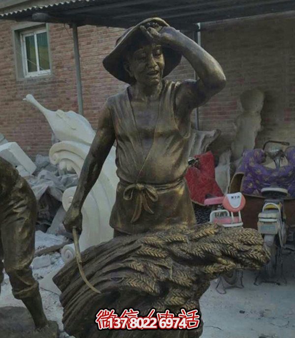 仿铜玻璃钢农耕人物雕塑 仿铜玻璃钢农耕人物雕塑