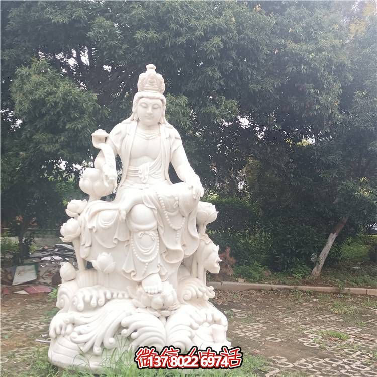 优质天然汉白玉观音坐像