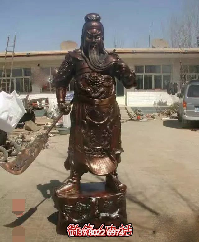企业大型仿铜景观关公雕塑玻璃钢 企业大型仿铜景观关公雕塑玻璃钢