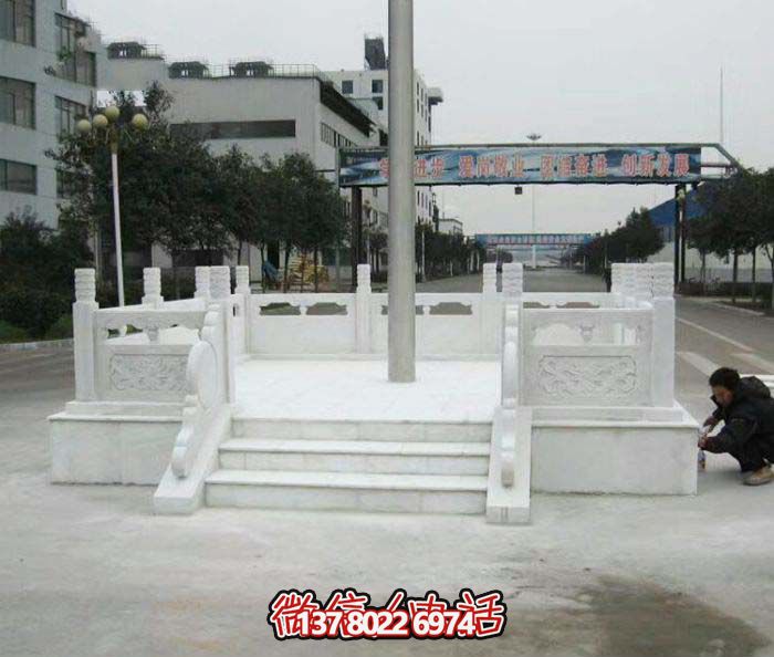 校园景观精美汉白玉升旗台石雕塑 校园景观精美汉白玉升旗台石雕塑