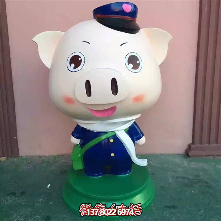 玻璃钢健康卡通小猪公仔摆件