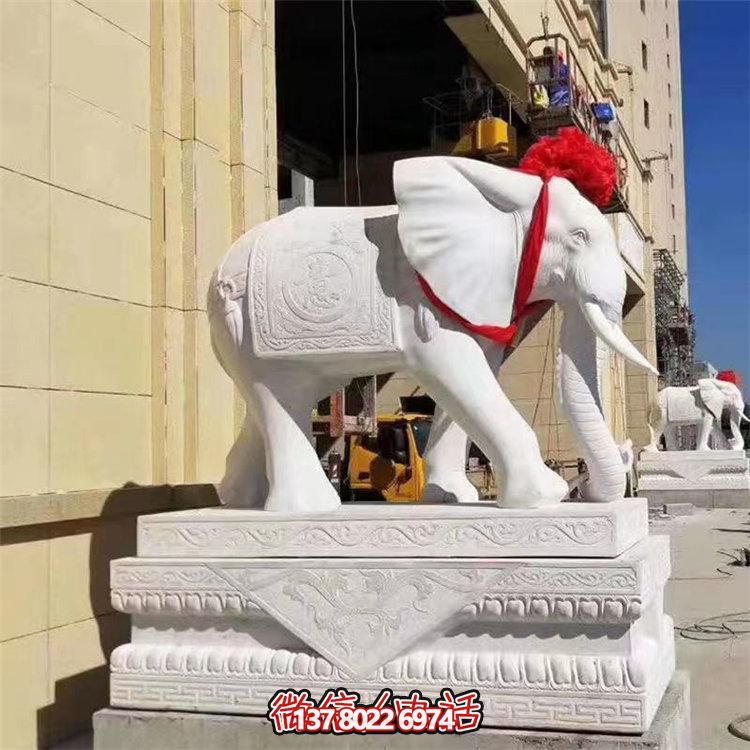 汉白玉石象雕塑，定制财神招风水神