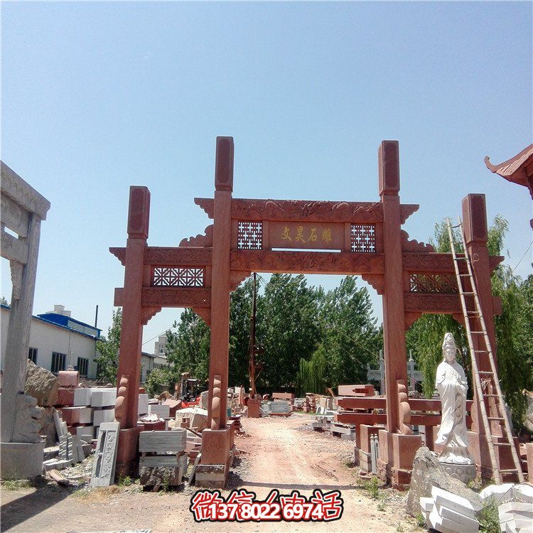 仿古雕塑摆件，青石大理石装饰门楼牌楼牌坊村口