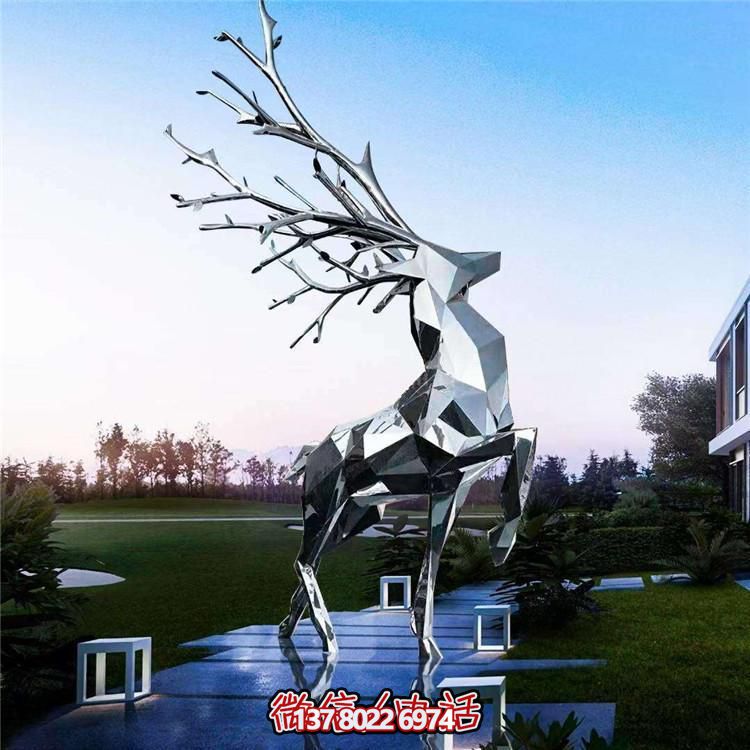 不锈钢鹿雕塑户外景观摆件