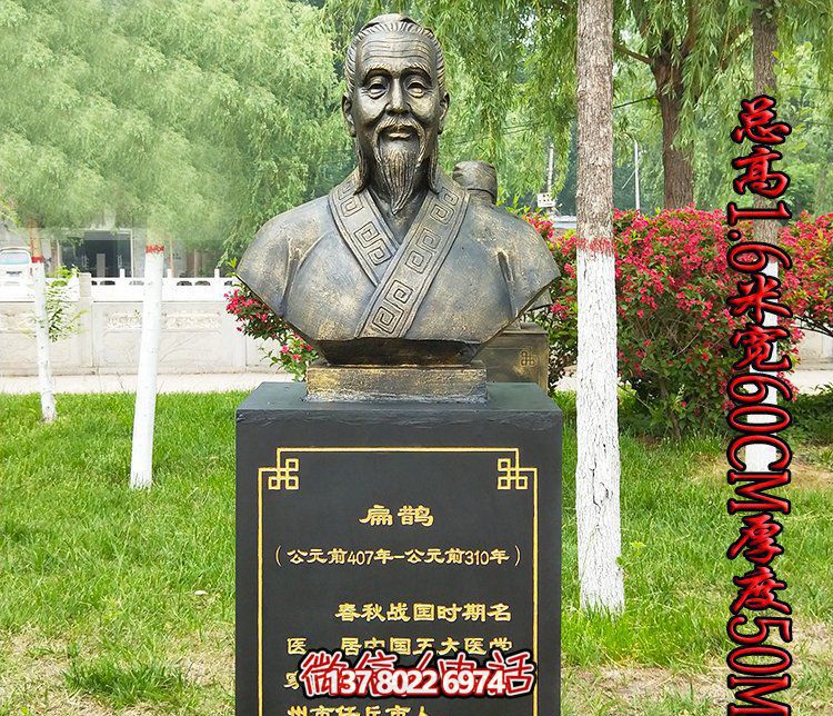 公园扁鹊胸像古代名医铜雕扁鹊雕塑