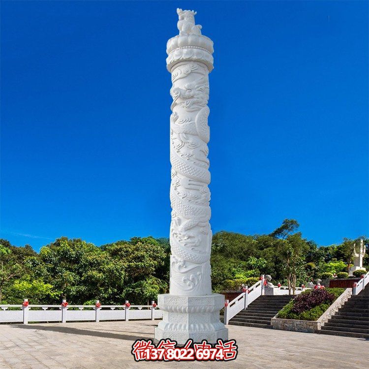 故宫景区门口大型石头石雕龙柱摆件