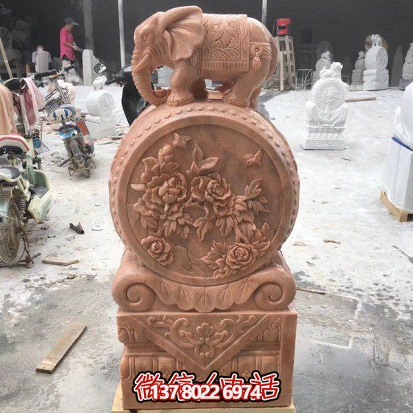 别墅四合院门口石鼓摆件仿古石雕做旧门鼓雕塑