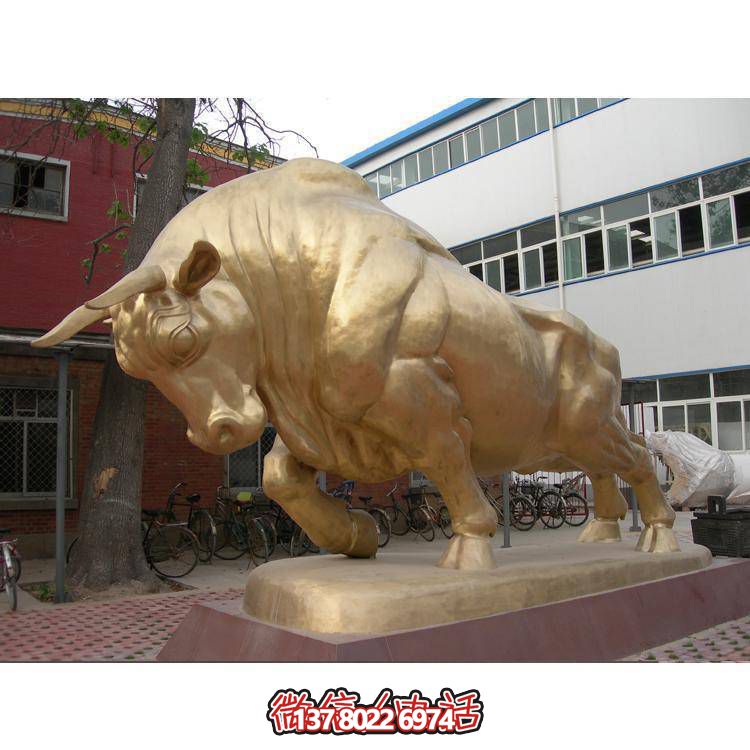 园林户外玻璃钢仿铜农耕牛雕塑