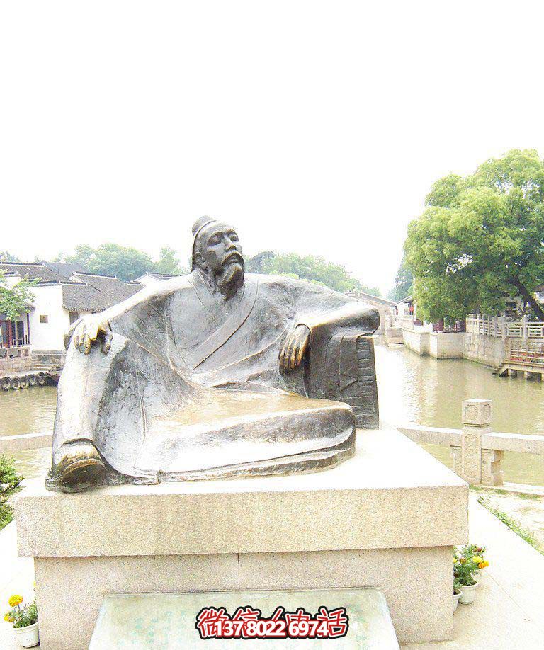 公园古代诗人坐姿人物玻璃钢仿铜雕塑 公园古代诗人坐姿人物玻璃钢仿铜雕塑