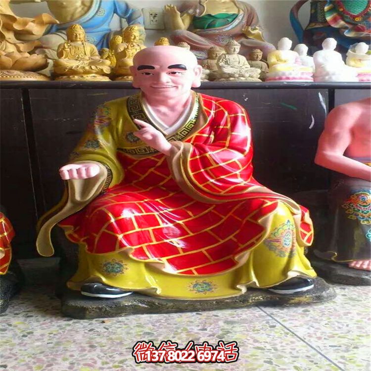 玻璃钢彩绘穿着袈裟的寺庙供奉佛像十八罗汉雕塑 玻璃钢彩绘穿着袈裟的寺庙供奉佛像十八罗汉雕塑