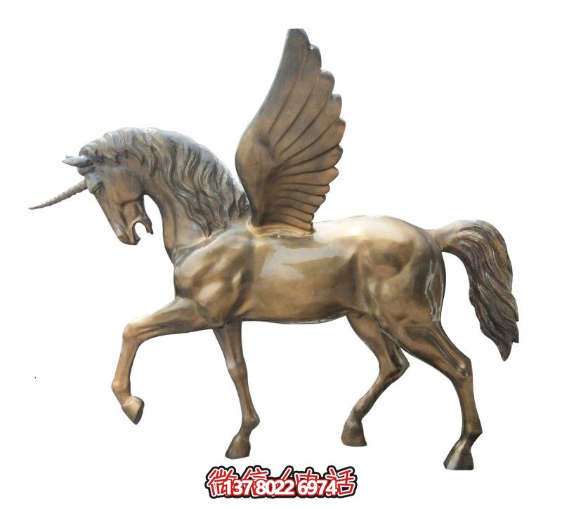 园林里摆放的行走的玻璃钢喷漆飞马雕塑 园林里摆放的行走的玻璃钢喷漆飞马雕塑
