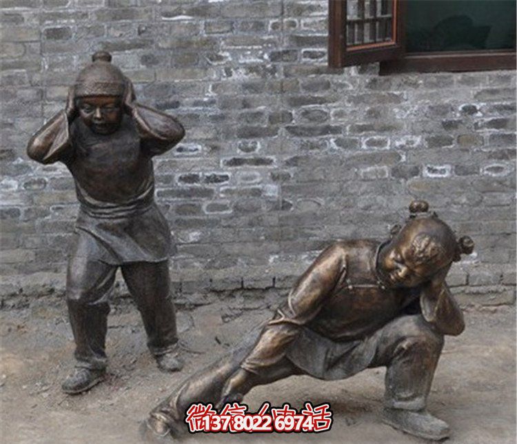 儿童放鞭炮公园景观铜雕儿童雕塑 儿童放鞭炮公园景观铜雕儿童雕塑