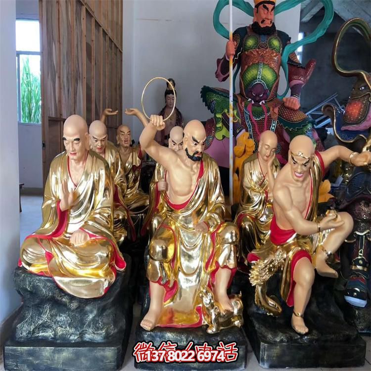 寺庙大型玻璃钢十八罗汉雕塑
