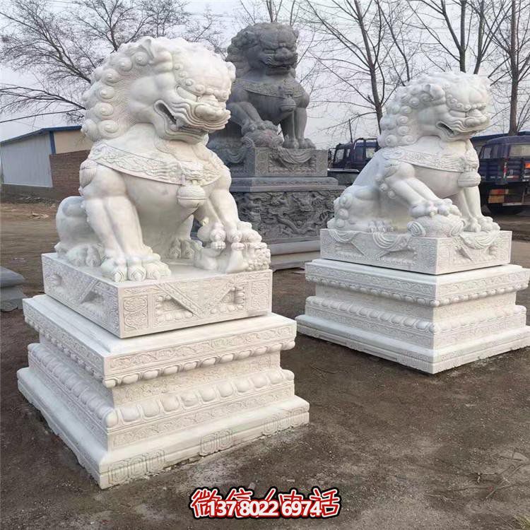 天然石材汉白玉狮子镇宅招财别墅门口雕塑