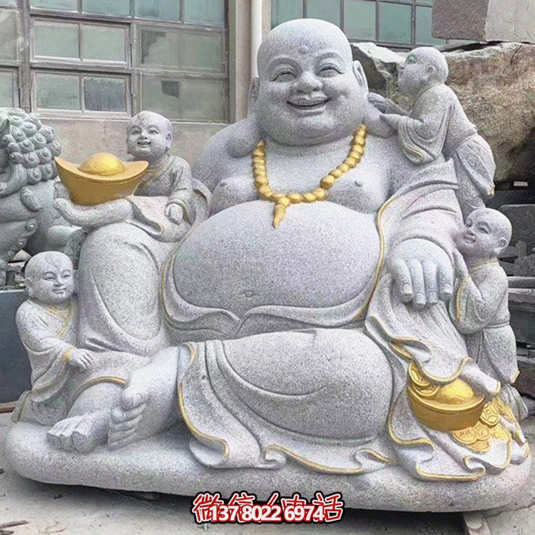 大型大理石景区寺庙弥勒佛雕塑摆件
