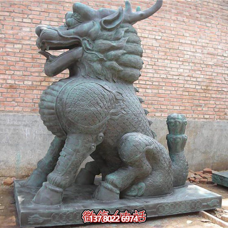 仿古青铜庭院门口大型神兽镇宅招财麒麟