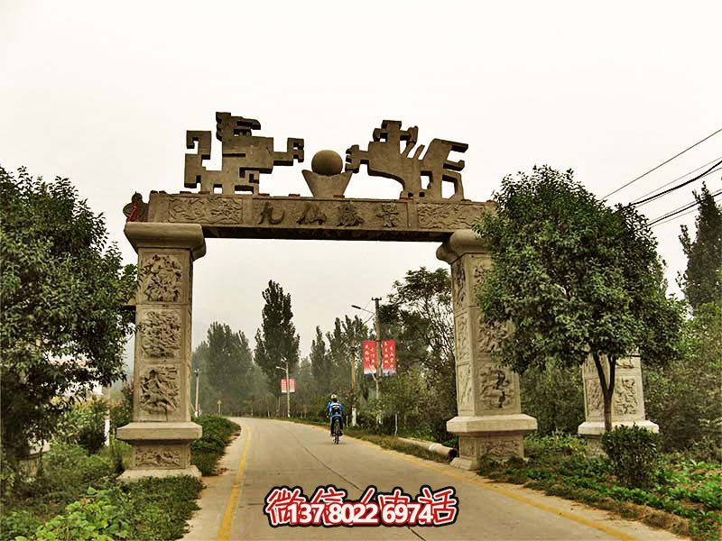 景区石柱浮雕创意单门石牌坊 景区石柱浮雕创意单门石牌坊