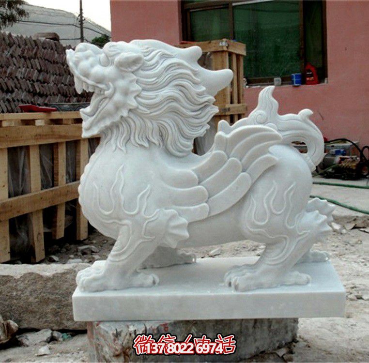 庭院寺庙汉白玉石雕神兽貔貅雕塑 庭院寺庙汉白玉石雕神兽貔貅雕塑