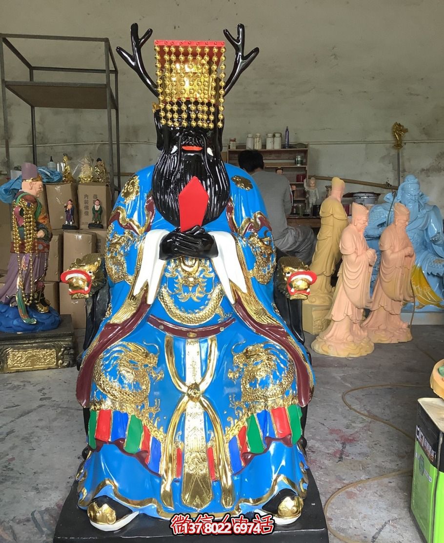 玻璃钢彩绘大型神佛龙王雕塑