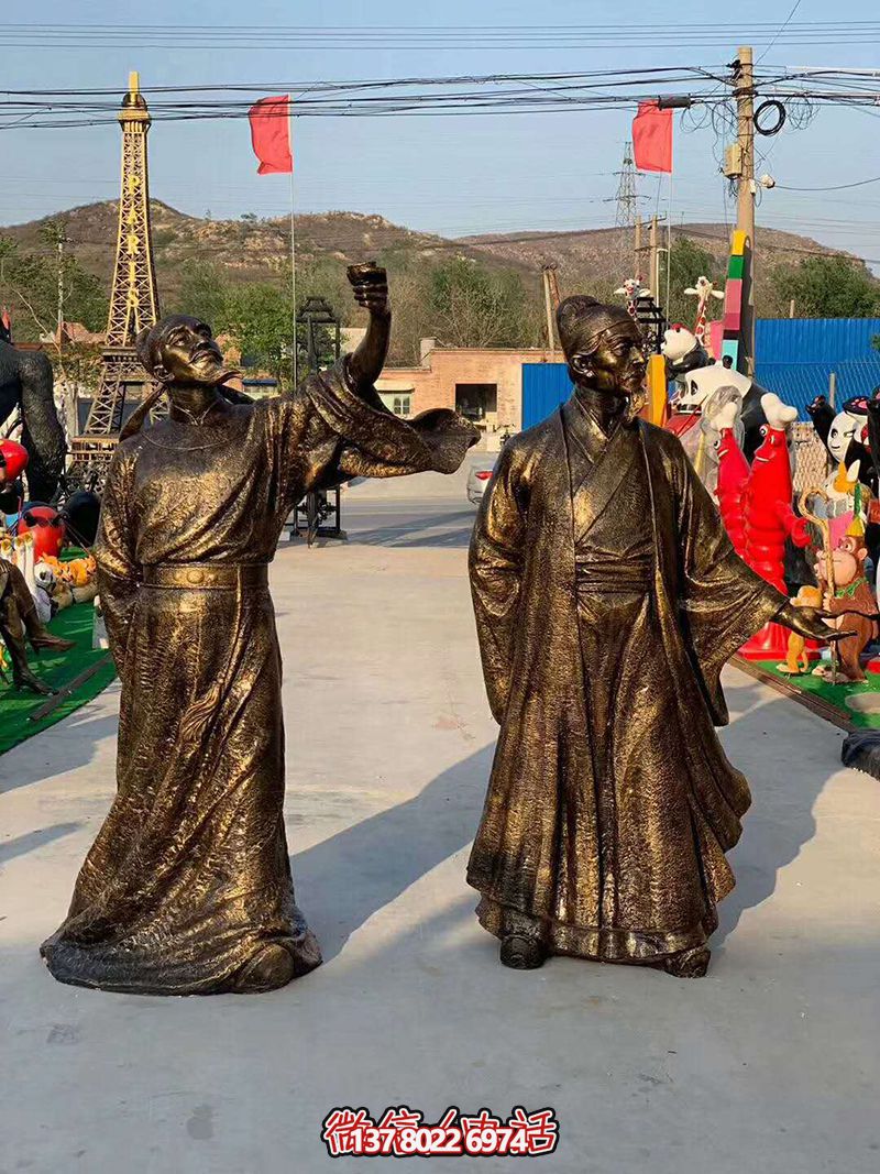 玻璃钢历史名人古代著名诗人李白杜甫雕像 玻璃钢历史名人古代著名诗人李白杜甫雕像