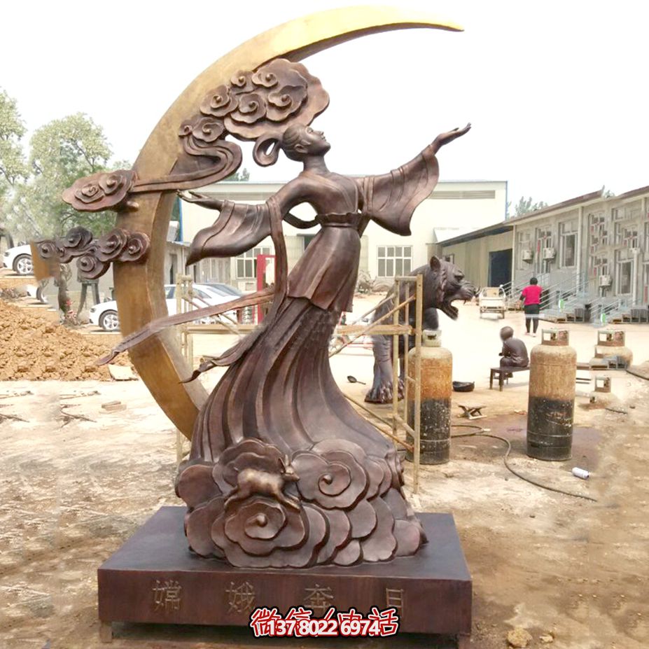 海边摆放神话人物上古美女嫦娥奔月铸铜雕像 海边摆放神话人物上古美女嫦娥奔月铸铜雕像
