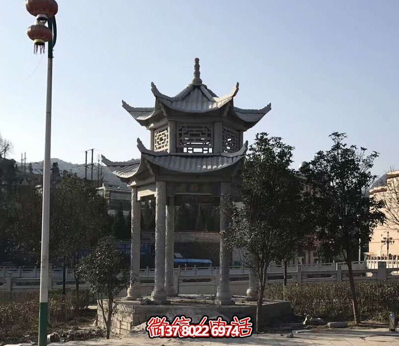 村庄户外景观双层镂空仿古建凉亭休息座椅石雕 村庄户外景观双层镂空仿古建凉亭休息座椅石雕