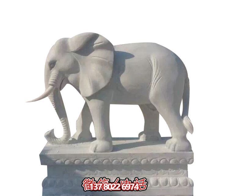 公园汉白玉石雕大象雕塑