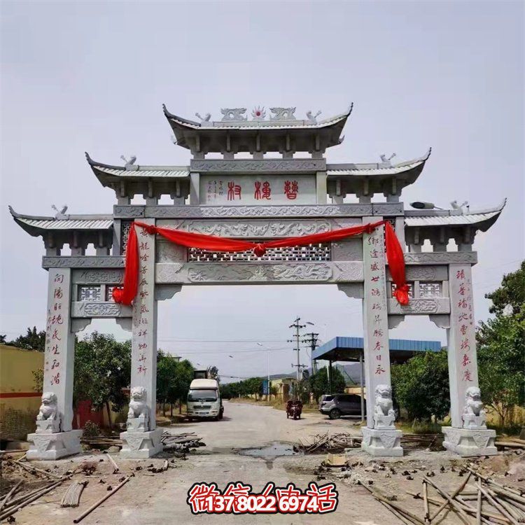 石雕牌坊景区公园石牌楼园林古建筑壁画