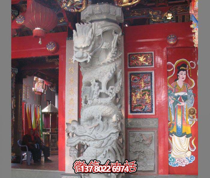 寺庙景观大理石雕刻龙柱石雕