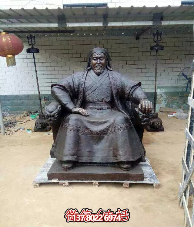 景区铜雕古代伟人成吉思汗雕塑