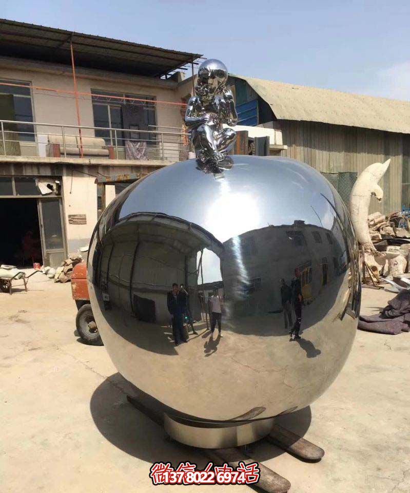 别墅酒店创意不锈钢苹果造型雕塑 别墅酒店创意不锈钢苹果造型雕塑