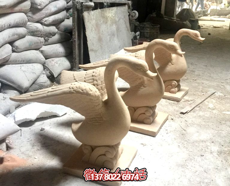 景区汉白玉创意展翅天鹅雕塑 景区汉白玉创意展翅天鹅雕塑