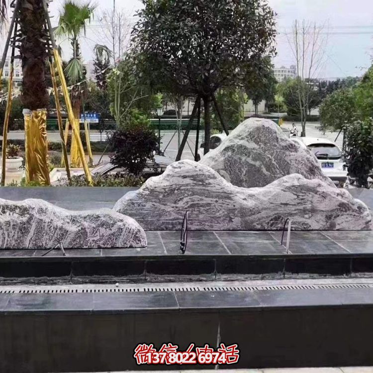 酒店广场水池喷泉摆放雪花假山景观石雕