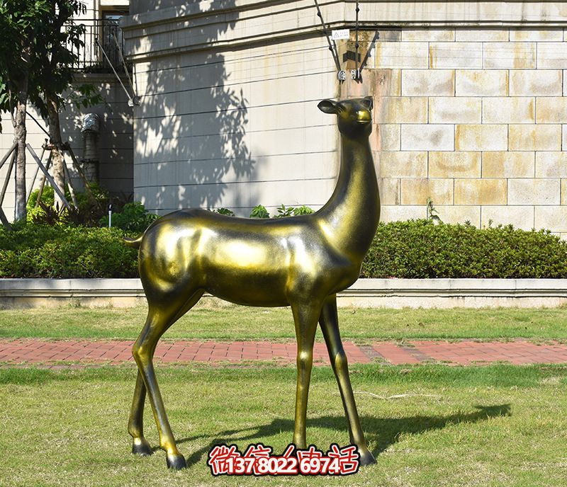 公园别墅不锈钢仿铜鹿雕塑 公园别墅不锈钢仿铜鹿雕塑