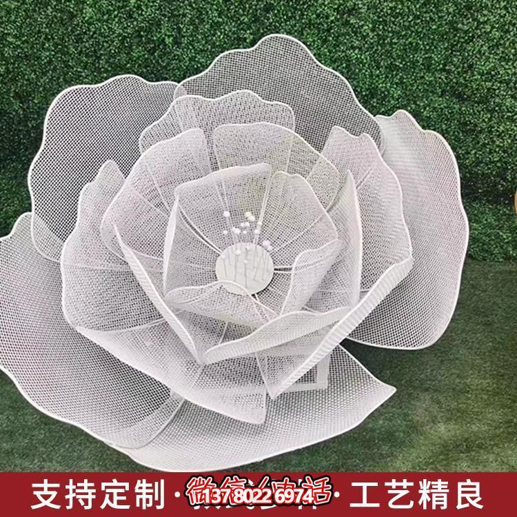 不锈钢网格花朵雕塑城市街道装饰亮化摆件