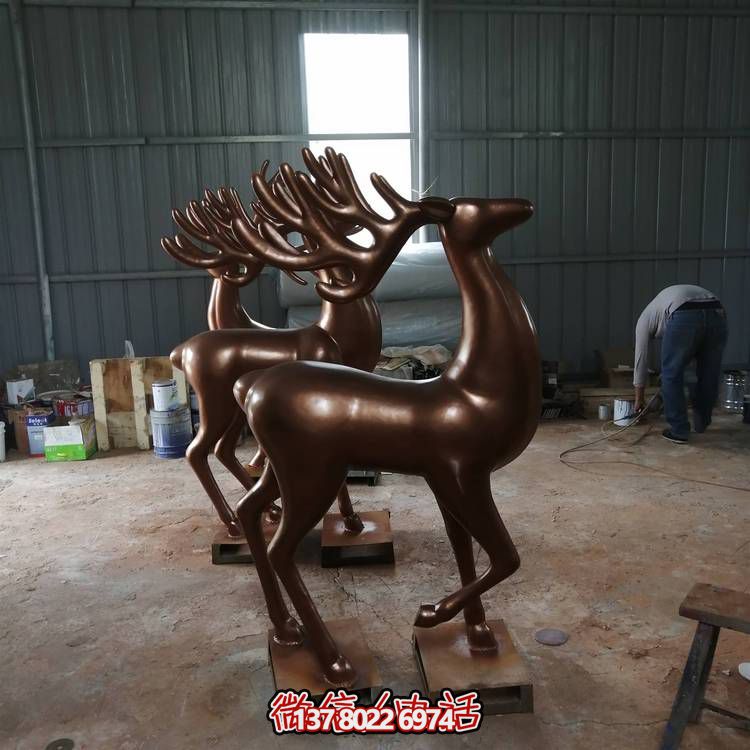 铜雕抽象园林动物景观鹿