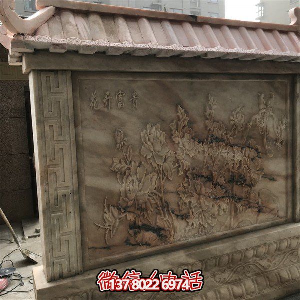 大理石石雕庭院门口大型浮雕影壁