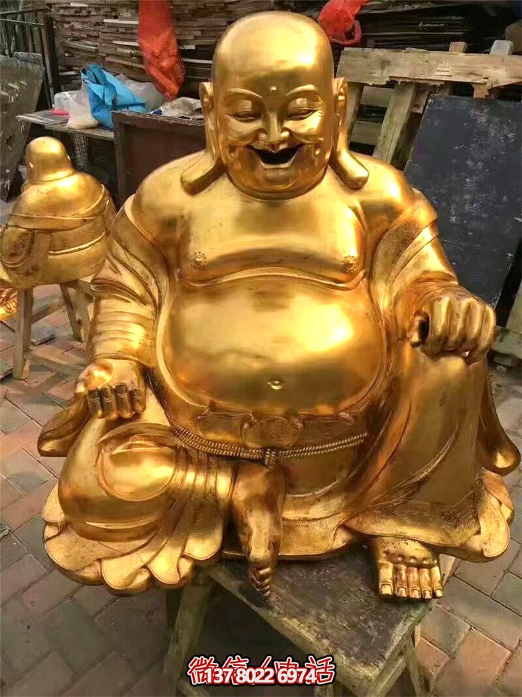 户外景区喷金烤漆弥勒佛雕塑 户外景区喷金烤漆弥勒佛雕塑