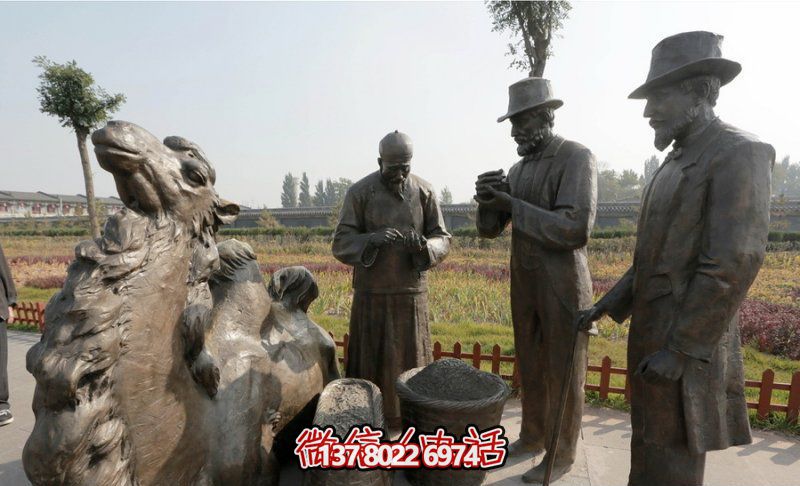 广场铜雕买茶叶的人物茶雕塑 广场铜雕买茶叶的人物茶雕塑