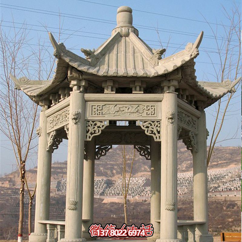 青石雕刻窗花仿古建筑园林休息凉亭座椅