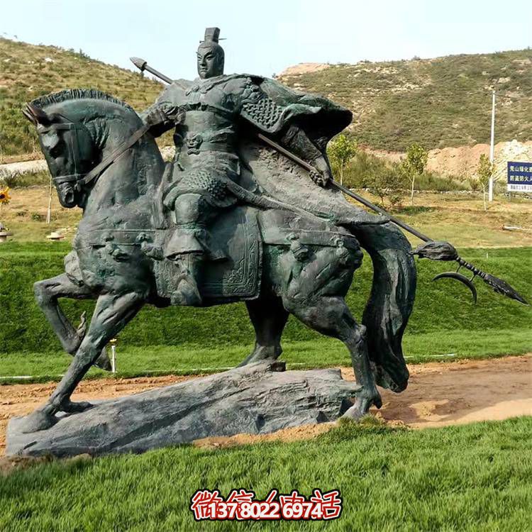 大型铸铜大将骑马雕塑古代历史人物纪念馆广场景区摆件