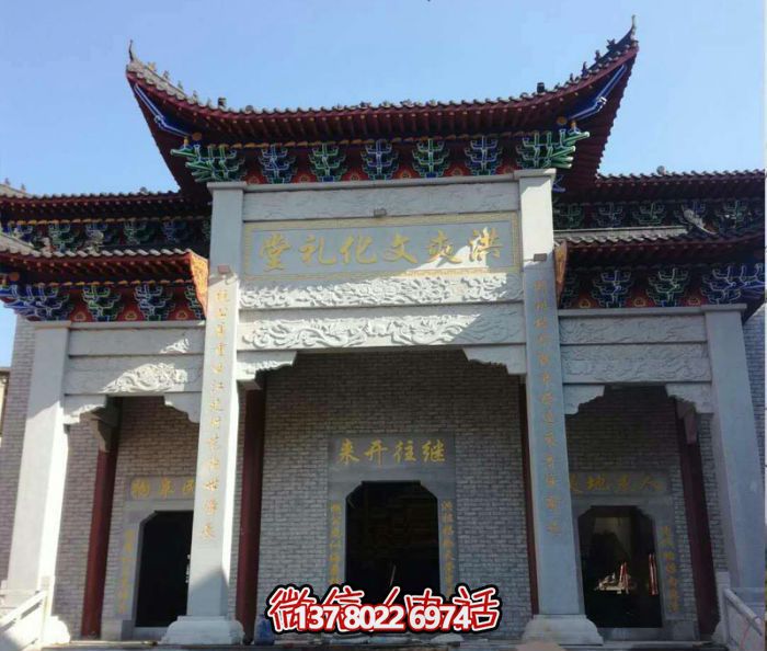 礼堂景区三门斗拱汉白玉石柱牌楼 礼堂景区三门斗拱汉白玉石柱牌楼