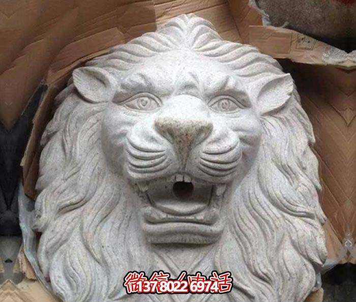 景区庭院大理石石雕凶狠的狮子头雕塑 景区庭院大理石石雕凶狠的狮子头雕塑