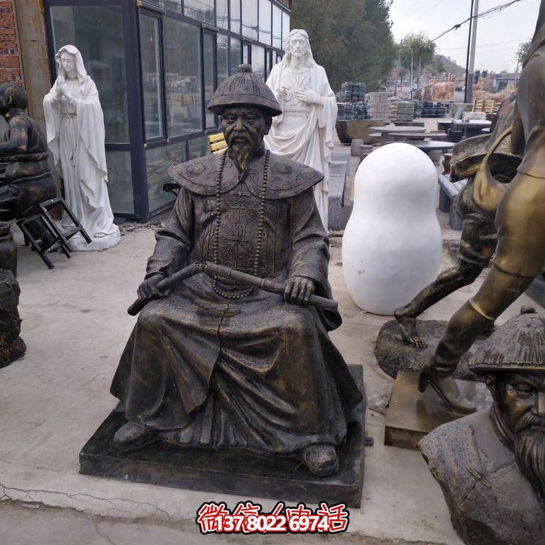 城市花园广场摆放玻璃钢仿铜林则徐坐姿像 城市花园广场摆放玻璃钢仿铜林则徐坐姿像