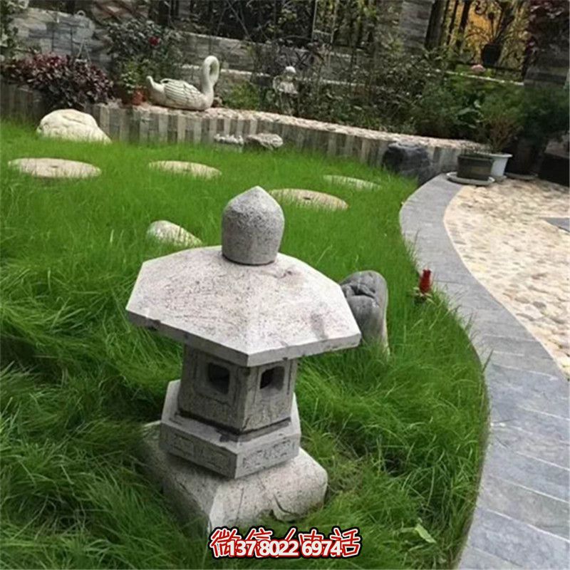 花岗岩灯笼日式庭院院草坪灯园林酒店地石灯摆件