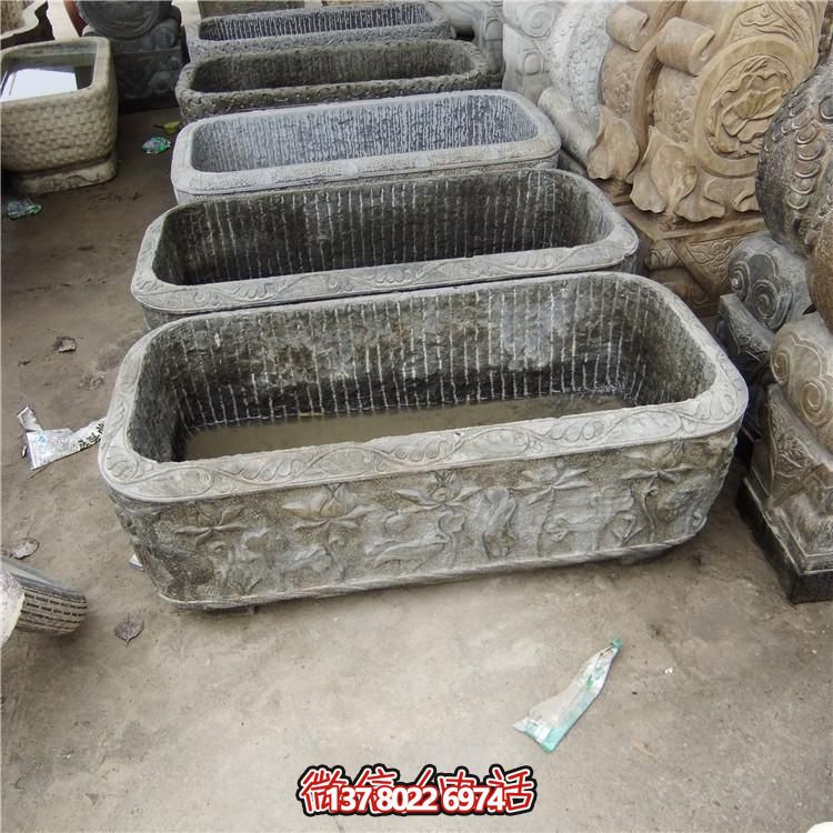 仿古做旧大理石石雕园林庭院养鱼种花老石槽雕塑