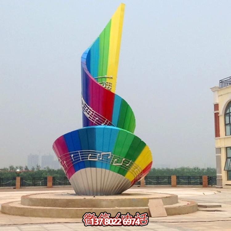 广场不锈钢彩绘抽象旋转景观摆件